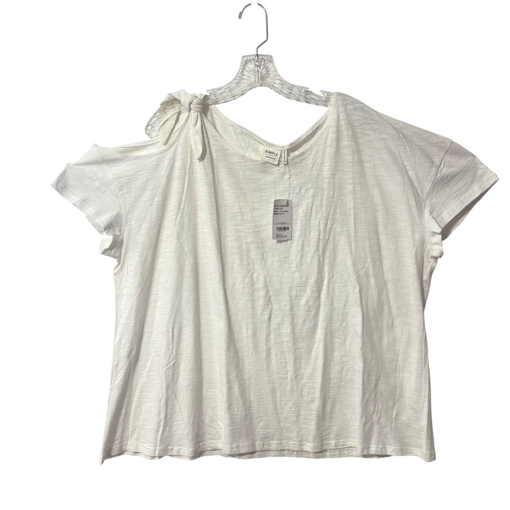 Suzanne‎ Betro Simple Womens 4X White Cotton Asymmetrical Tie Shoulder Top
